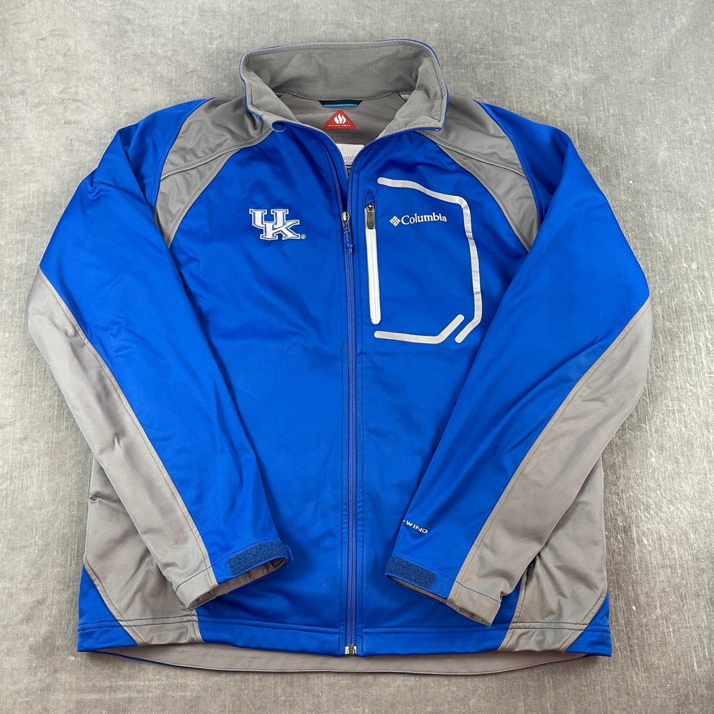 Kentucky Wildcats Columbia Mens L Blue Softshell Jacket Omni-Heat Windblock